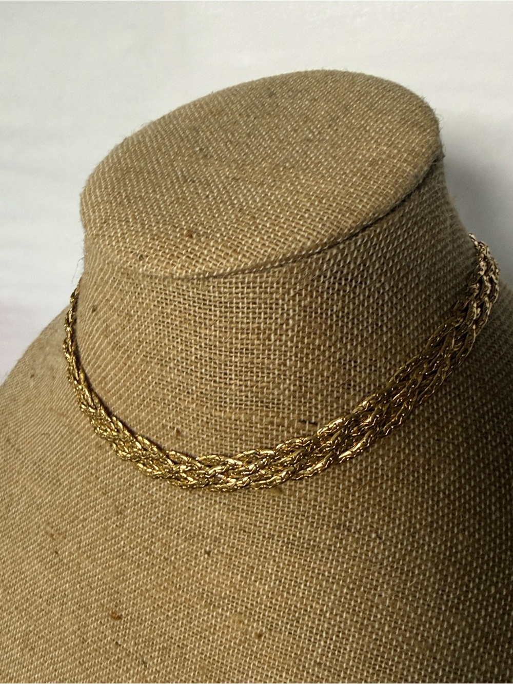Vintage elegant signed SCHERRER Braided Gold-tone Rope Choker Necklace
